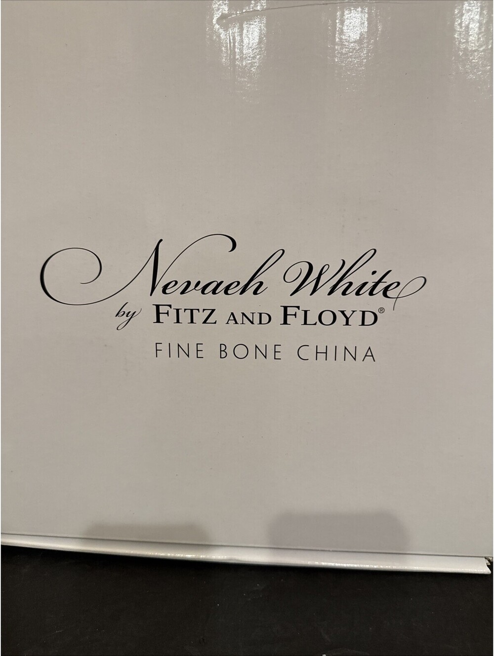NIB Fitz & Floyd Nevaeh White Grand Rim Double Platinum Five Piece Place Setting